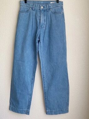 AYR Size 25 The Hooky Jean Baggy High Rise Pleated Cotton Hemp Blue